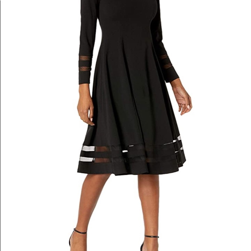 Calvin Klein Long Sleeve A-Line Midi Dress